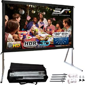 Elite Screens Yard Master 2, 58 inch Outdoor Projector Screen with Stand 16: 9, 8K 4K Ultra HD 3D Fast Folding Portable Movie Theater Cinema 58" Indoor Foldable Easy Snap Projection Screen, OMS58H2