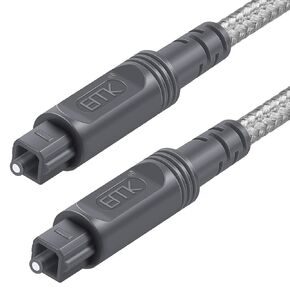 EMK Optical Audio Cable Toslink Cable - [Cotton Braided Jacket,Durable and Flexible] Fiber Optic Cord for Home Theater, Sound bar, TV, PS4, Xbox & More(3Ft/1m)