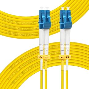 FLYPROFiber- LC to LC Single Mode Fiber Patch Cable OS2 1M/3ft | Duplex, 9/125um SMF, SM Singlemode Fiber Jumper, For 1G/10G/100G Transceivers / Data Centers, Fully Pre-Tested, LSZH, Yellow in Kuwait