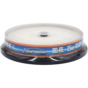 Optical Quantum 2X 25GB BD-RE Logo Top Blu-ray Blank Media - 10 Discs Cakebox OQBDRE02LT-10