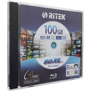 Ritek BD-RE XL Rewritable BDXL 100GB Triple Layers 2X White Inkjet Hub Printable Blank Disc
