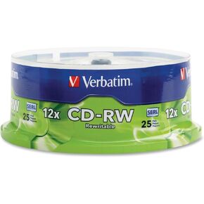 VERBATIM 25PK CDRW 4X-12X 700 ميجا بايت 80 دقيقة مغزل ذو علامة تجارية عالية السرعة / 95155 / in Kuwait