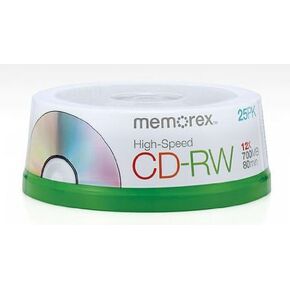 ميموريكس ميموريكس 80 دقيقة CD-RW 4x-12x عالية السرعة 25 حزمة محورية