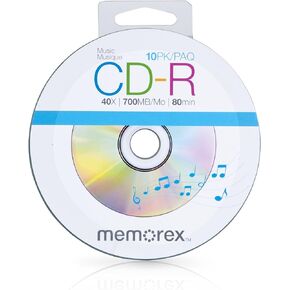 Memorex 99055 40x 700MB 80 Min Music CD-R Discs, 10 Pack