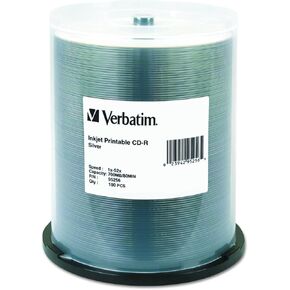 Verbatim CD-R 700MB 52X Silver Inkjet Printable Recordable Media Disc - 100pk Spindle