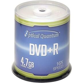 Optical Quantum DVD+R 4.7GB 16x Recordable Media Disc - 100 Spindle (FFP) OQDPR16LT-BX
