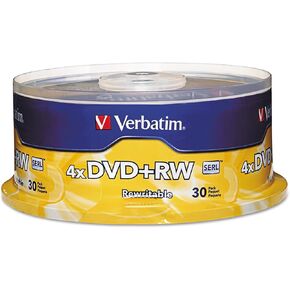 Verbatim 94834 DVD+RW Discs, 4.7GB, 4X, Spindle, 30/Pack in Saudi Arabia