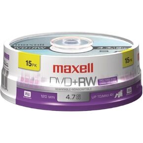DVD+RW Discs, 4.7GB, 4X, Spindle, Silver, 15/Pack, Sold as 1 Package in Kuwait