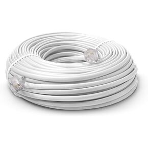 THE CIMPLE CO 100 FT Phone Cord for Landline - Modular Phone Line Cord for Fax, Printer, AIO, and Office Machines - 2 Conductor (2 Pin, 1 Line) Telephone Cable Extension 100 Feet (30 Meters), White in Saudi Arabia
