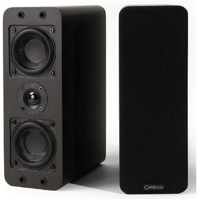 Micca OoO Slim Passive Center Channel Speaker, Home Theater, Each, Walnut | Amplifier Required, Dual 3-Inch Woofers, 0.75-Inch Silk Tweeter, Under 4-Inch Tall, Desktop, Surround Sound, Wall Mountable in Saudi Arabia