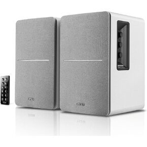 مكبرات صوت على رف الكتب تعمل بتقنية البلوتوث من Edifier R1280DB - مدخل بصري - شاشات استوديو لاسلكية - مكبر صوت قريب المدى 4 بوصة - 42 وات RMS - حبيبات خشبية (أسود)