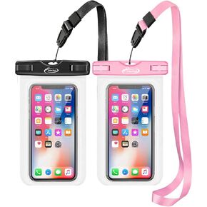 AiRunTech XL Waterproof Phone Pouch,Double Seal Floating Phone Case for Swimming Kayak Paddle Board,Protector iPhone 17 16 15 14 13, River Lake Canoe Boating Beach Accessories(Iridescent Pink+Black) in Saudi Arabia