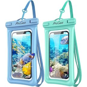 ProCase 2 Pack Floating Waterproof Phone Pouch, IPX8 Dry Bag for 7" Phones | Fits iPhone 17/16/15/14, Galaxy S24/S23 & Pixel 8/7. Touchscreen Waterproof Pouch for Swimming, Diving & Snow -Black in Saudi Arabia