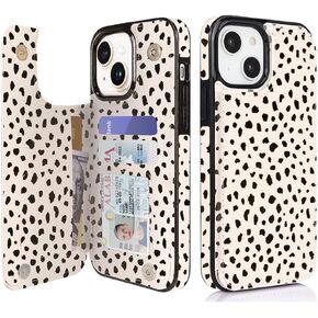 uCOLOR for iPhone 13/14 Wallet Case with Card Holder Navy Flowers | PU Leather RFID Blocking for Women Men Magnetic Clasp Kickstand 6.1 in Saudi Arabia