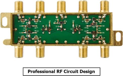 High Performance Low-Loss 6 Way Coaxial Splitter for HDTV, TV Antenna and Satellite, 18K Gold-Plated Chassis 2GHz - 5-2050MHz All Port DC Power Passing in Saudi Arabia