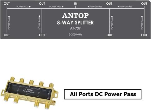 High Performance Low-Loss 6 Way Coaxial Splitter for HDTV, TV Antenna and Satellite, 18K Gold-Plated Chassis 2GHz - 5-2050MHz All Port DC Power Passing in Saudi Arabia