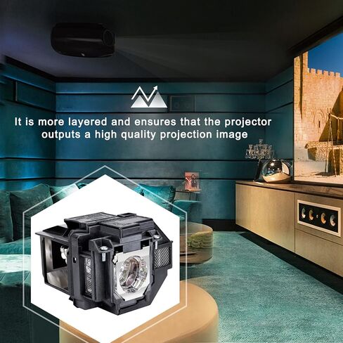 مصباح بديل YOSUN لسينما epson-ellpp96-v13h010l96 Powerlite Home Cinema 2100 2150 1060 660 760hd vs250 vs350 vs355 ex9210 ex9220 ex3260 ex5260 ex7260 لمبة مصباح جهاز عرض بديلة، مع غطاء in Kuwait