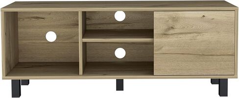 Depot E-Shop Myrtle Tv Stand منضدية، ثلاثة أرفف مفتوحة، خزانة واحدة من خشب البلوط الفاتح، لغرفة النوم in Kuwait