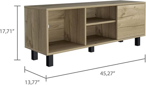 Depot E-Shop Myrtle Tv Stand منضدية، ثلاثة أرفف مفتوحة، خزانة واحدة من خشب البلوط الفاتح، لغرفة النوم in Kuwait