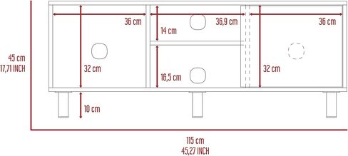 Depot E-Shop Myrtle Tv Stand منضدية، ثلاثة أرفف مفتوحة، خزانة واحدة من خشب البلوط الفاتح، لغرفة النوم in Kuwait