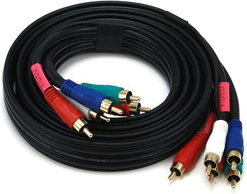Monoprice 1.5ft 22AWG 5-RCA Component Video/Audio Coaxial Cable (RG-59/U) - Black in Saudi Arabia
