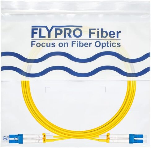 FLYPROFiber- LC إلى LC كابل تصحيح الألياف أحادي الوضع OS2 1M/3ft | دوبلكس، 9/125um SMF، SM Singlemode Fiber Jumper، لأجهزة الإرسال والاستقبال 1G/10G/100G / مراكز البيانات، تم اختبارها مسبقًا بالكامل، LSZH، أصفر in Kuwait
