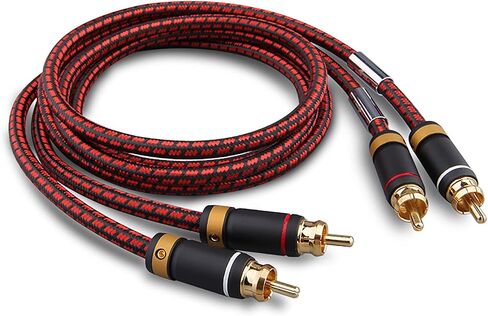 Auidophile 2RCA Male to 2RCA Male Stereo Audio Cable,Gold Plated | 4N Oxgen-Free Copper Core (3 Feet (1M)) in Kuwait