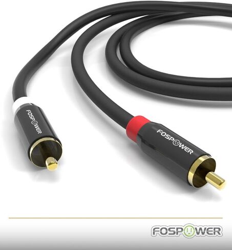 FosPower (2 Pack 2 RCA M/M Stereo Audio Cable [24K Gold Plated | Copper Core] 2RCA Male to 2RCA Male [Left/Right] Premium Sound Quality Plug - 3FT in Kuwait