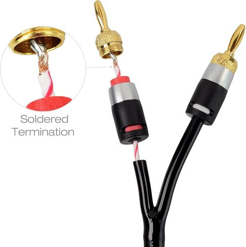 كابل مكبر الصوت Mediabridge™ 12AWG Ultra Series مع أطراف موزة مزدوجة مطلية بالذهب (6 أقدام) - تصنيف CL2 - بنية نحاسية عالية الجدائل (OFC) - أسود [إصدار جديد ومحسن] (الجزء # SWT-12B-06B) in Saudi Arabia