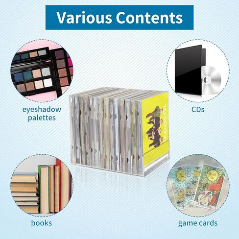 DLUGOPIS 2 قطعة حامل أقراص مضغوطة من الأكريليك الشفاف مع أقدام مطاطية قابلة للتكديس CD DVD عرض رف تخزين القرص المضغوط حامل منظم حامل صينية الأقراص المضغوطة يحمل ما يصل إلى 14 حافظة أقراص مضغوطة لتخزين رف الوسائط وتنظيمها بدون DVD in Kuwait
