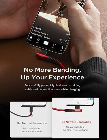 كابل AINOPE 60 واط بزاوية يمنى USB C [2-𝑷𝒂𝒄𝒌، 6.6FT] مع محول USB in Kuwait