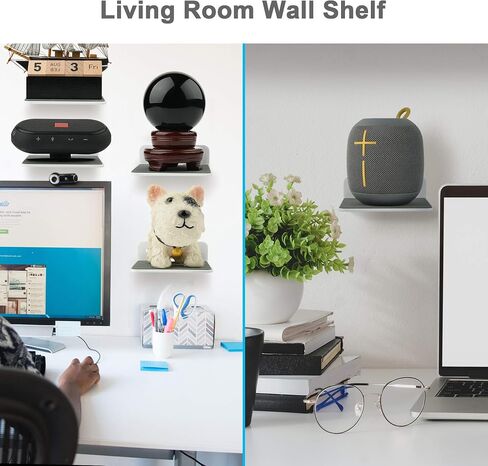Wall Shelf Speaker Mount, Small Wall Shelf for Speaker, Webcam, Cell Phones, Acrylic Floating Shelf (White) in Kuwait