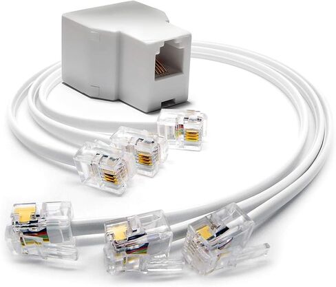Phone Jack Splitter for Landline Telephone RJ11 6P4C 2 Way Adapter (1 Splitter + 2.5 Inch Cable) Made in USA in Kuwait