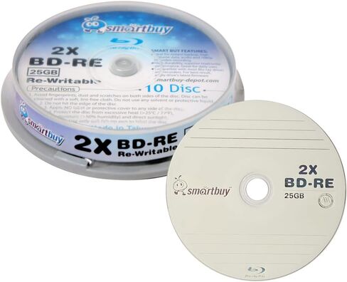 10 Pack Smartbuy 2X 25GB Blue Blu-ray BD-RE Rewritable Branded Logo Blank Bluray Disc in Saudi Arabia