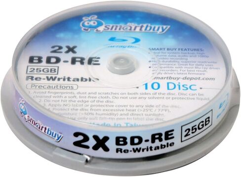 10 Pack Smartbuy 2X 25GB Blue Blu-ray BD-RE Rewritable Branded Logo Blank Bluray Disc in Saudi Arabia