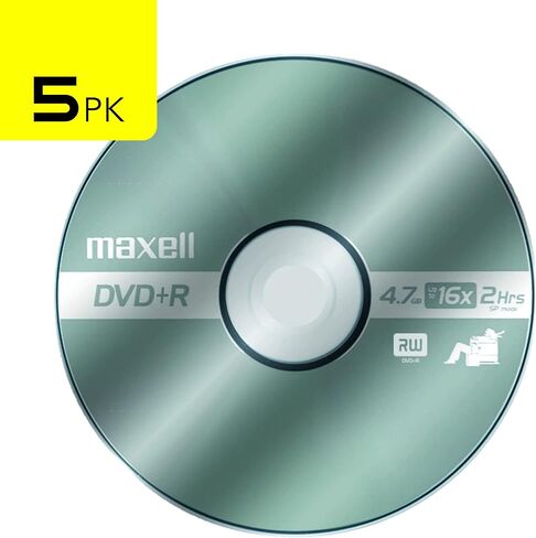 Maxell – 639031, Platinum DVD+R - High Capacity Write-Once Discs for Videos & Digital Storage - 4.7GB Storage with 16X Write Speed Up To 120 Min, Exceptional Archival Life – Pack 5 in Saudi Arabia