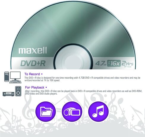 Maxell – 639031, Platinum DVD+R - High Capacity Write-Once Discs for Videos & Digital Storage - 4.7GB Storage with 16X Write Speed Up To 120 Min, Exceptional Archival Life – Pack 5 in Saudi Arabia