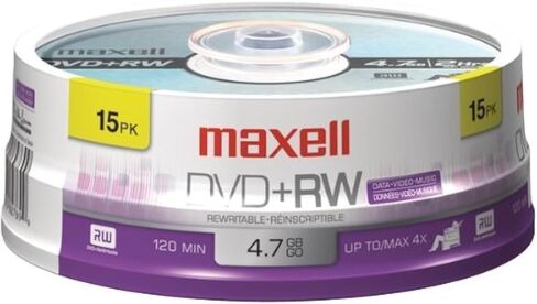 DVD+RW Discs, 4.7GB, 4X, Spindle, Silver, 15/Pack, Sold as 1 Package in Saudi Arabia