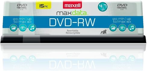 Maxell Dvd-Rw Rewritable Disc, 4.7 Gb, 2x, Spindle, Gold, 15/pack in Saudi Arabia