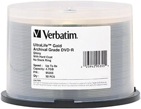 Verbatim DVD-R 4.7GB 16X UltraLife Gold Archival Grade - Branded Surface and Hard Coat - 50pk Spindle in Kuwait