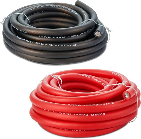 TOPSTRONGGEAR 0 Gauge 25ft Black and 25ft Red Power/Ground Wire True 0 AWG Power Wire-True Spec and Soft Touch Cable in Kuwait