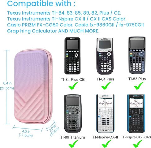 Fintie Graphing Calculator Carrying Case for Texas Instruments TI-Nspire CX II CAS/Tl-Nspire-CX-ll, TI-84 Plus CE/TI-84 Plus Color Graphing Calculators - with Mesh Pockets, Pen Slots, Black in Kuwait