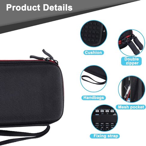 Case for Texas Instruments TI-84 TI-83 Plus CE Graphing Calculators and More - Hard EVA Travel Carrying Shockproof Storage Bag (Black with red Zipper) in Kuwait