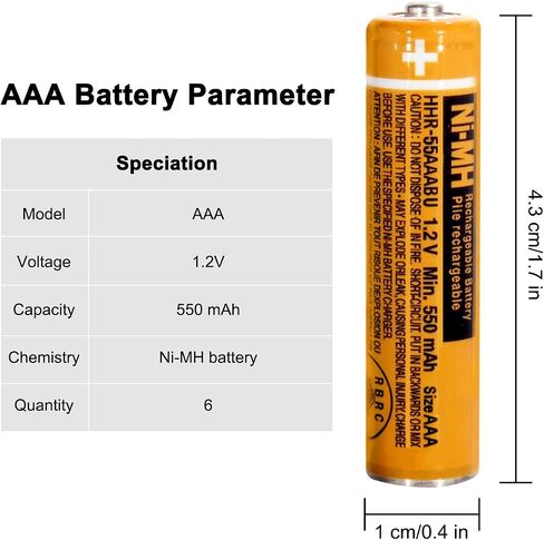 NI-MH AAA Rechargeable Battery 1.2V 550mah 4-Pack hhr-55aaabu AAA Batteries for Panasonic Cordless Phones, Remote Controls, Electronics in Saudi Arabia