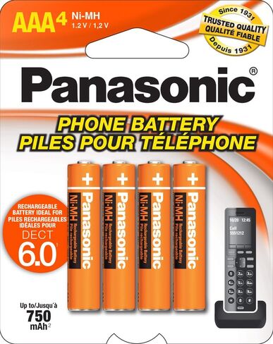 Panasonic Genuine HHR-4DPA/4B AAA NiMH Rechargeable Batteries for DECT Cordless Phones, 4 Pack in Kuwait