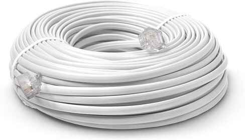 THE CIMPLE CO 100 FT Phone Cord for Landline - Modular Phone Line Cord for Fax, Printer, AIO, and Office Machines - 2 Conductor (2 Pin, 1 Line) Telephone Cable Extension 100 Feet (30 Meters), White in Kuwait