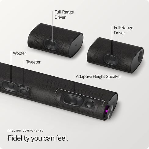 VIZIO M-Series Elevate 5.1.2 Immersive Sound Bar with 13 High-Performance Speakers, Dolby Atmos, DTS:X, Wireless Subwoofer, Adaptive Height Speakers and Alexa Compatibility, M512E-K6, 2023 Model in Saudi Arabia