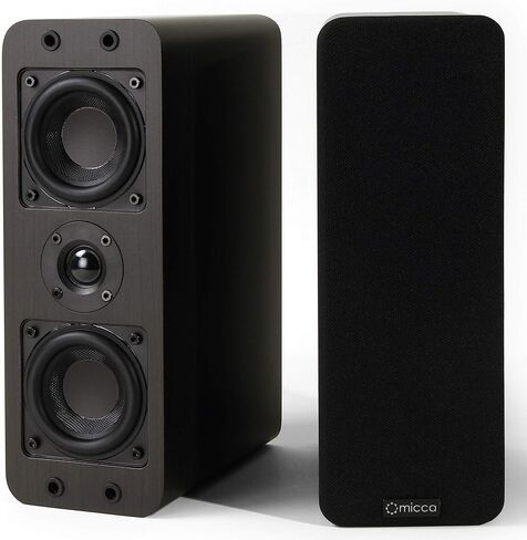 Micca OoO Slim Passive Center Channel Speaker, Home Theater, Each, Walnut | Amplifier Required, Dual 3-Inch Woofers, 0.75-Inch Silk Tweeter, Under 4-Inch Tall, Desktop, Surround Sound, Wall Mountable in Kuwait