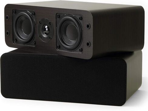 Micca OoO Slim Passive Center Channel Speaker, Home Theater, Each, Walnut | Amplifier Required, Dual 3-Inch Woofers, 0.75-Inch Silk Tweeter, Under 4-Inch Tall, Desktop, Surround Sound, Wall Mountable in Kuwait