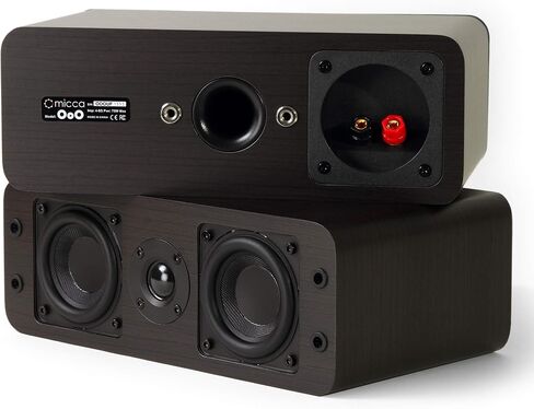 Micca OoO Slim Passive Center Channel Speaker, Home Theater, Each, Walnut | Amplifier Required, Dual 3-Inch Woofers, 0.75-Inch Silk Tweeter, Under 4-Inch Tall, Desktop, Surround Sound, Wall Mountable in Kuwait